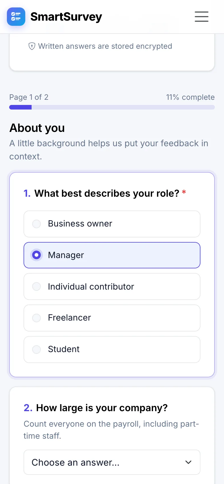 A survey on a phone
